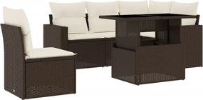 vidaXL 6 részes barna polyrattan kerti ülőgarnitúra párnával