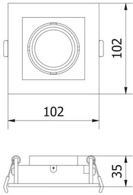 Lámpa Mennyezeti lámpatest RUBIO IP20, 102x102mm, egy, négyzet, fekete