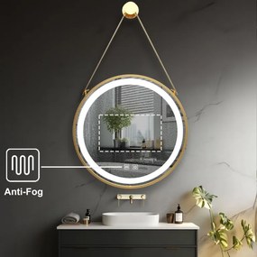 IREDA Fürdőszobai LED tükör világítással arany keret 60 cm