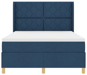 Boxspring Ágy Mattal és Kék LED-del 140x200 cm Szövet