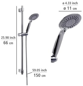 Fényes ezüstszínű rozsdamentes acél zuhanyszett 66 cm Young – Wenko