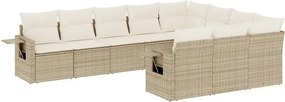 vidaXL 10 részes bézs polyrattan kerti ülőgarnitúra párnával