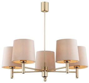 Argon 2105 - Csillár rúdon PONTE 5xE27/15W/230V sárgaréz/bézs