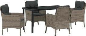 vidaXL Kert étkező szett párnával 5 pcs Szürke polirattan