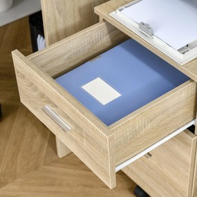Vinsetto Mobil Irodai Pedál Tároló Szekrény 2 Fiók 5 Kerekek Préselt Fa 39,5 x 39 x 58,5 cm Tölgy | Aosom
