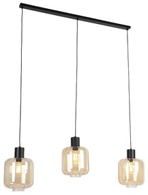 Design lógólámpa fekete borostyánüveggel, 3 lámpás, 161,5 cm - Qara