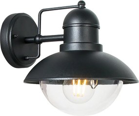 PREZENT 39036 HECTOR Klasszikus Kültéri Fali Lámpa Matt Fekete, Átlátszó E27 IP44