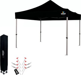Összecsukható Kerti Pavilon 3x3 m | Prémium UV/PVC Védelem | Masszív BRIMO Vázszerkezet | Gyors Összeszerelés Szerszám Nélkül - falak nélkül - Fekete