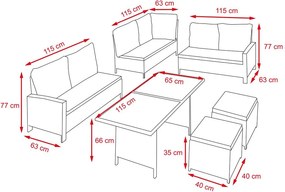 Avenberg BARLETTA Nagy luxus kerti rattan szett - szürke/világosszürke