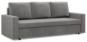 Zeus kanapéágy, bársony, hab töltet, egyenes kartámasz, világosszürke