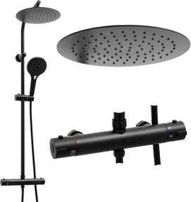 Erga Bergen Therm, zuhanygarnitúra termosztatikus csapteleppel és esőfejjel 25cm, fekete matt, ERG-YKA-BP.BERGEN-THERM-25-BLK