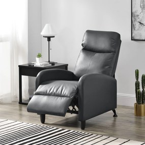 [en.casa] Relax fotel TV fotel kárpitozott fotel dönthető háttámlával fekvőfotel műbőr szürke