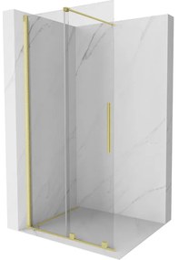 Mexen Velar, nyílásba tolóajtó Walk-In típusú 85 cm, 8 mm átlátszó üveg, arany matt, 871-085-000-03-55