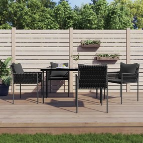 vidaXL 4 db fekete polyrattan kerti szék párnával 54x61x83 cm