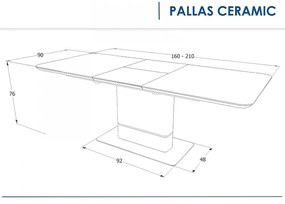 Pallas bővíthető étkezőasztal 160-210x90cm fekete