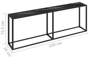 fekete márványszínű edzett üveg tálalóasztal 220 x 35 x 75,5 cm