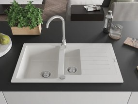 Mexen Matias - gránit mosogató 90,0x50,5 cm, 1,5 kamrás, fehér, 6502901505-20