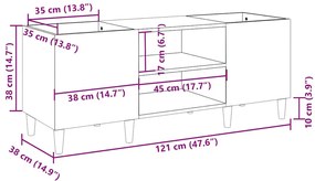 sonoma tölgyfa lemezszekrény 121 x 38 x 48 cm rétegelt fából