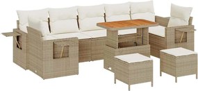 vidaXL Kerti Kanapé Szett 10 pcs Bézs polirattan