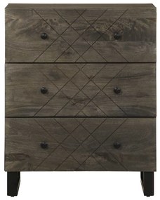 2 db tömör mangó tálalószekrény fekete 60x33x75 cm