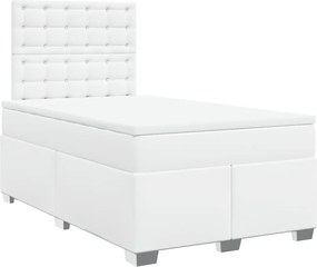 vidaXL fehér műbőr rugós ágy matraccal 120x190 cm