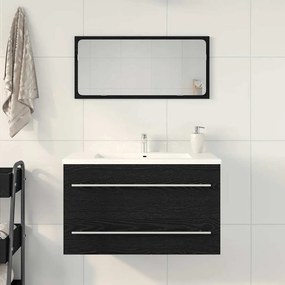 Fekete tölgy színű szerelt fa mosdószekrény 80 x 38,5 x 48 cm