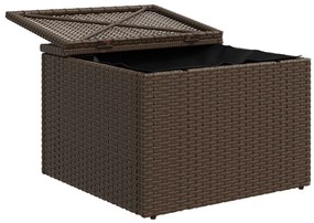 Kerti Puff Térkező Párnával Barna 55x55x37 cm Poli Rattan