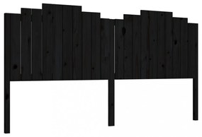 fekete tömör fenyőfa ágyfejtámla 206x4x110 cm