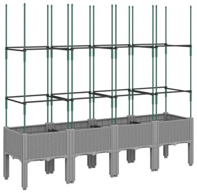 világosszürke PP rácsos kerti ültetőláda 160 x 40 x 142,5 cm