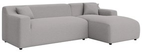 Világosszürke kordbársony sarokkanapé (jobb oldali-heverő résszel) Martin – Ropez