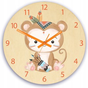 Falióra Majom mintával Akril Majom Indián Kerek Nyírfa