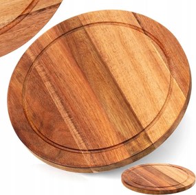 Konyhai tálaló vágódeszka fa kerek akác 25 cm