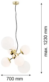 Argon 2532 - Csillár zsinóron SATELITE 6xE27/15W/230V arany