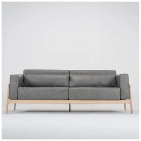 Fawn sötétszürke kanapé bivalybőrből, tömör tölgyfa szerkezettel, 210 cm - Gazzda