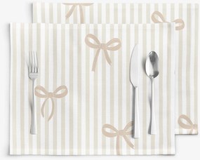 Goldea pamut reggeliző alátét - latte masnik és csíkok - 2db 30 x 40 cm