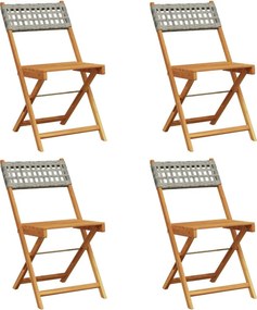 vidaXL 4 db szürke polyrattan és tömör fa összecsukható kerti szék