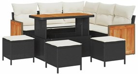 vidaXL Kerti Kanapé Szett párnával 9 pcs Fekete és Krém