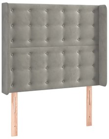 világosszürke bársony fejtámla szárnyakkal 103x16x118/128 cm
