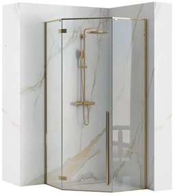 Rea Diamond, 5 sarok zuhanykabin 100x100, 6mm átlátszó üveg, arany profil, REA-K6616