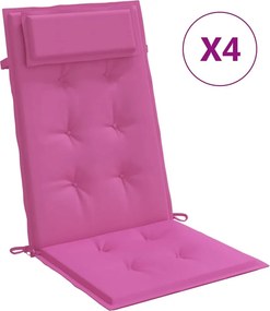 vidaXL 4 db rózsaszín oxford-szövet magas háttámlájú székpárna