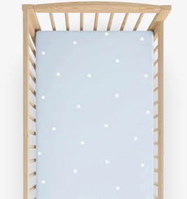 Goldea gyermek gumis pamut lepedő kiságyba - égszínkék pöttyös 70 x 140 cm
