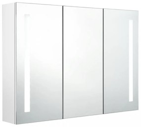 fényes fehér fürdőszobaszekrény LED világítással 89x14x62 cm