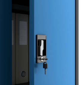 Fém iratszekrény JAN H, 900 x 1950 x 400 mm, antracit-kék