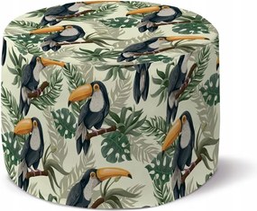 Világos Lábtartó Monstery és Tukán 35x25cm Kerek Puff Kényelmes Divatos Fotel