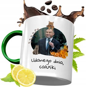 Zöld Bögre Andrzej Duda Elnök Ajándék Nyomtatott Fotóval