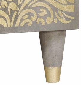 Széf polcokkal Szürke és Arany 90 x 33.5 x 75 cm Tömör mangófa