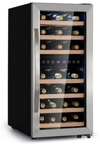 Klarstein Vinamour 33 Duo, borhűtő, 89 liter, 33 palack, 2 zóna, 5-18 °C, érintésvezérlés