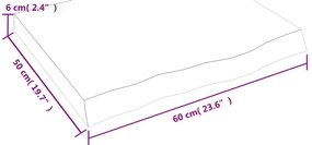 sötétbarna kezelt tömör fa fürdőszobai pult 60x50x(2-6) cm