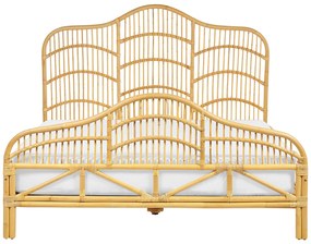 Világosbarna rattan franciaágy 160 x 200 cm DOMEYROT Beliani