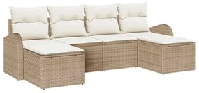 vidaXL Kerti Kanapé Szett párnával 6 pcs Bézs Poly Rattan